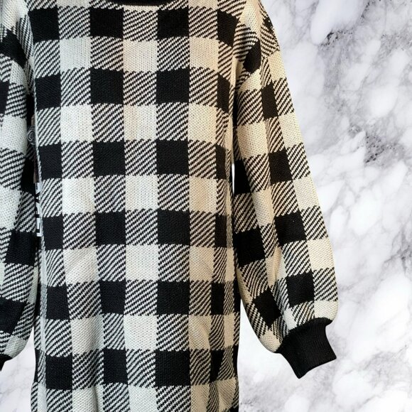 LPA Floyd Sweater Dress Black & Ivory Check - Picture 5 of 11